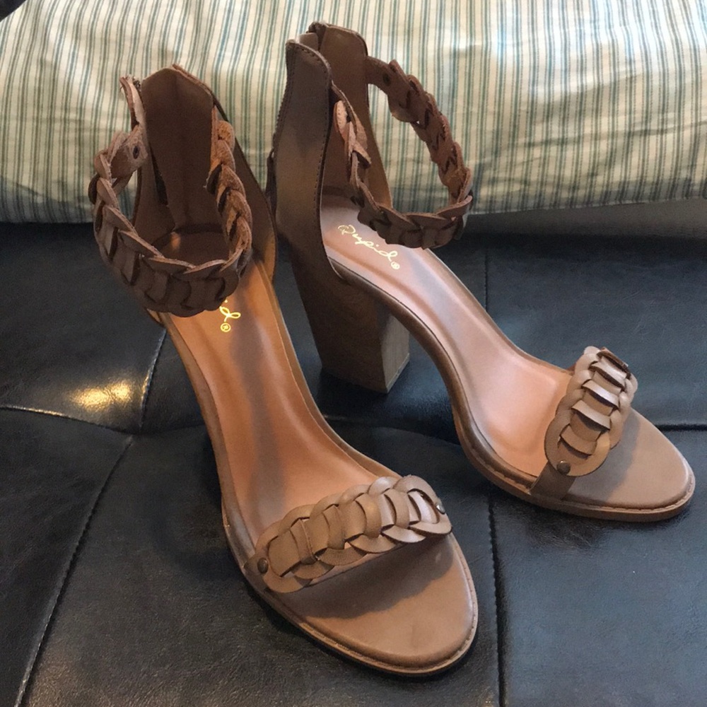Tan Braided Qupid Heels